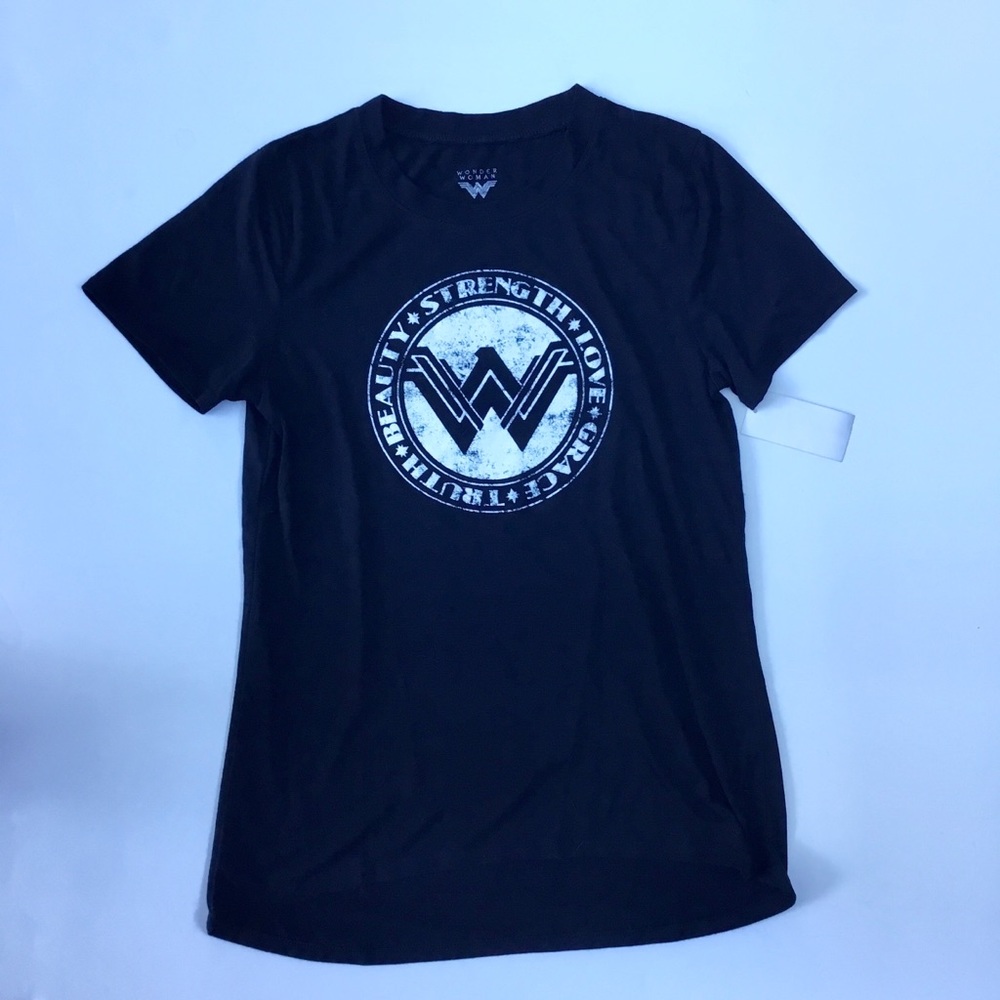Wonder Woman Black Graphic T-shirt Beauty Strength Love Grace Truth